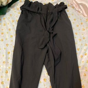 Tie waist black trouser